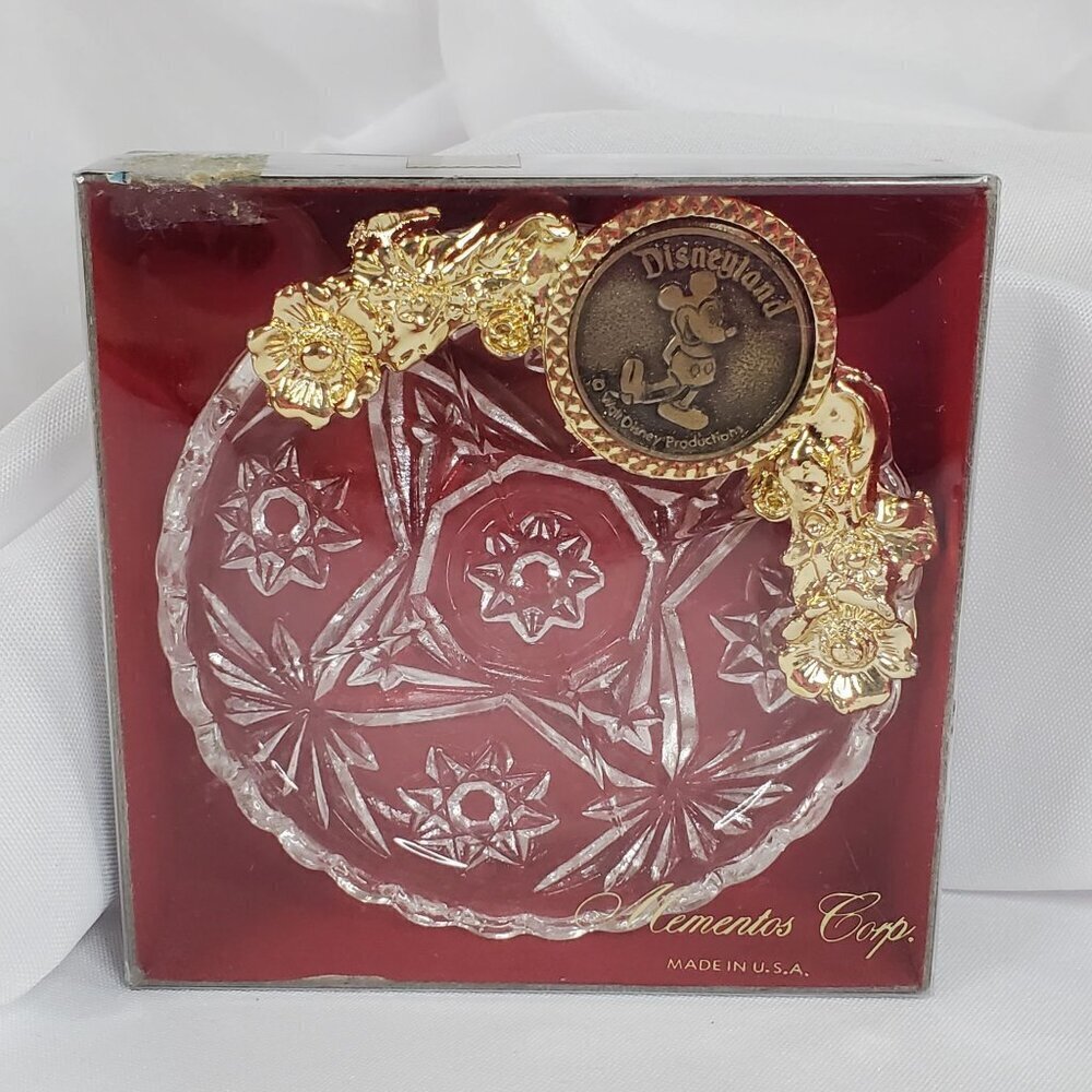 VTG Disneyland Mickey Mouse Crystal Trinket/ jewelry Dish USA Collector NOS - Picture 10 of 10